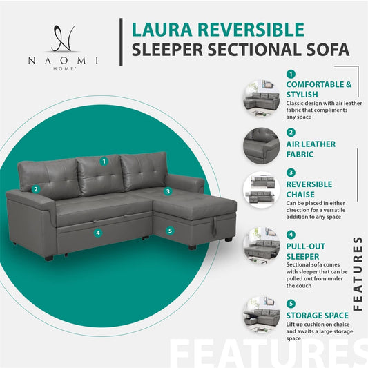 L-Shape Velvet Sleeper Sofa with Storage