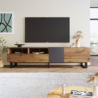 Modern TV Stand For 80'' TV With Double Storage Space, Media Console
