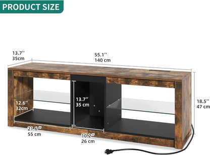 LED TV Stand W/Power Outlets for Tvs up to 55/60 Inch, Gaming