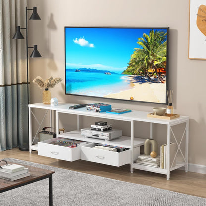 TV Stand with Fabric Drawers for 55 60 65 Inches TV - Entertainment