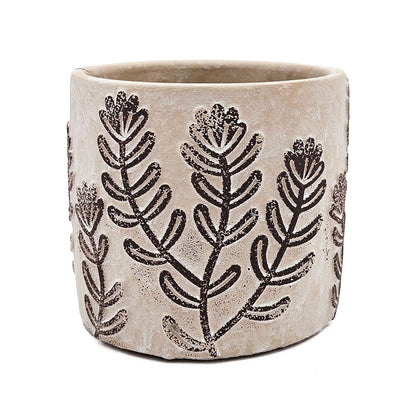 Set of 4 4.3x4.3x4' Gray Sand and Cement Planters with Brown Botanical