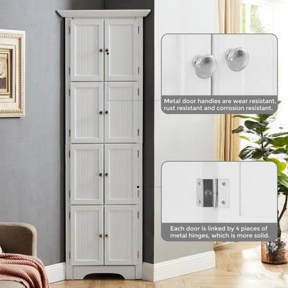 High Storage Cabinet With Door And 4 Shelves, Suitable For Living