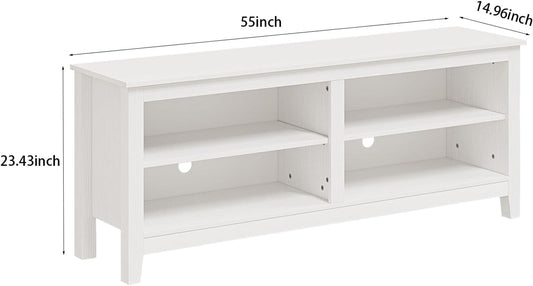 White 4 Cubby TV Stand for 60 Inch TV