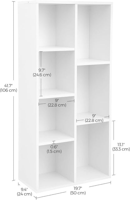 Bookcase, Bookshelf with 7 Compartments, Freestanding Shelves and Cube