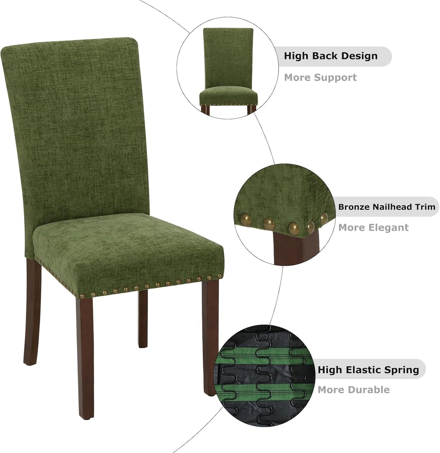 Upholstered Parsons Dining Chairs Set of 4, Fabric Dining Room Kitchen