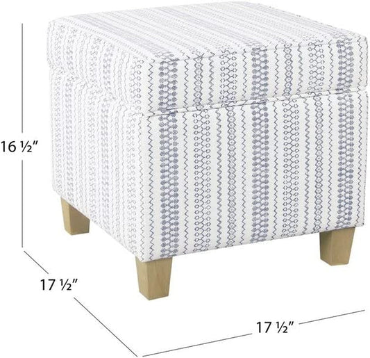 Blue Stripe Ottoman with Storage for Home Decor