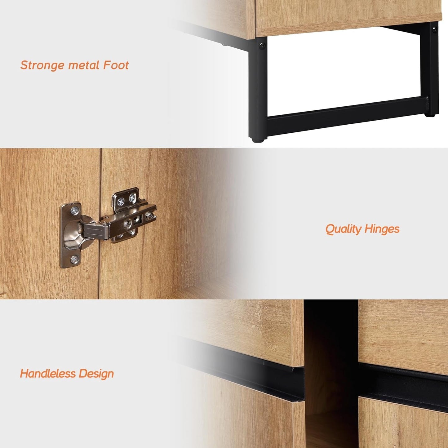 Modern TV Stand with Storage Cabinets for 110 Inch TV, Wood TV