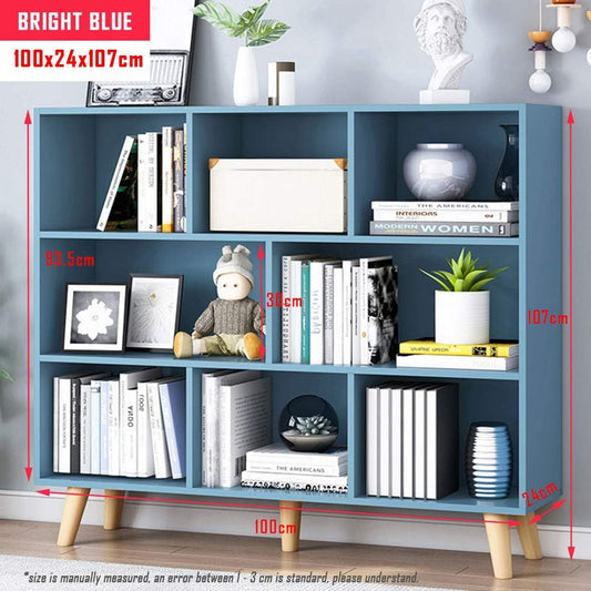 Wooden Open Shelf Bookcase - 3-Tier Floorstanding Display Cabinet Rack