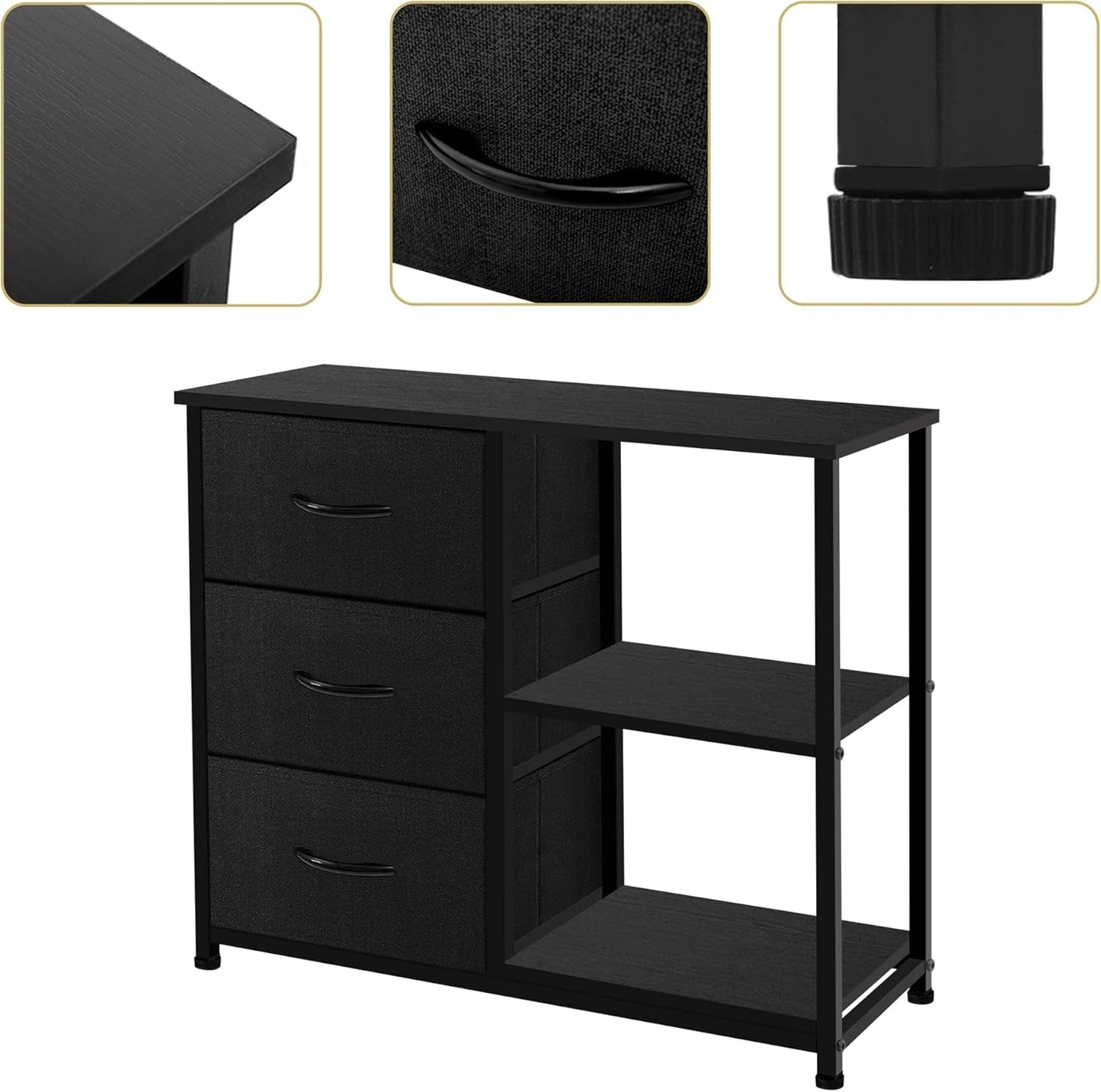 Rustic Brown Fabric Dresser, 4 Drawer Organizer Unit with 2 Shelves,