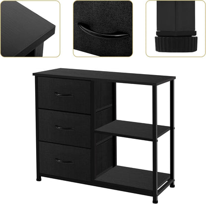 Rustic Brown Fabric Dresser, 4 Drawer Organizer Unit with 2 Shelves,
