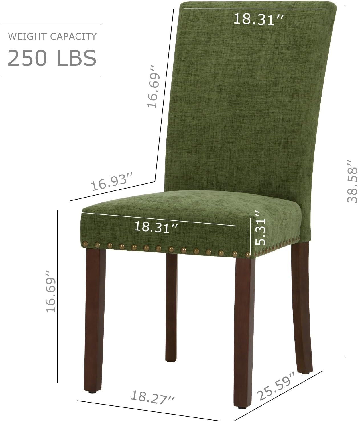 Upholstered Parsons Dining Chairs Set of 4, Fabric Dining Room Kitchen