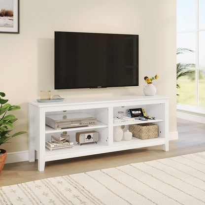 White 4 Cubby TV Stand for 60 Inch TV
