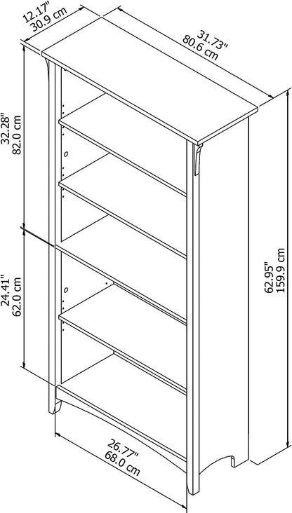 Antique White 5 Shelf Bookcase by Bush Furniture
