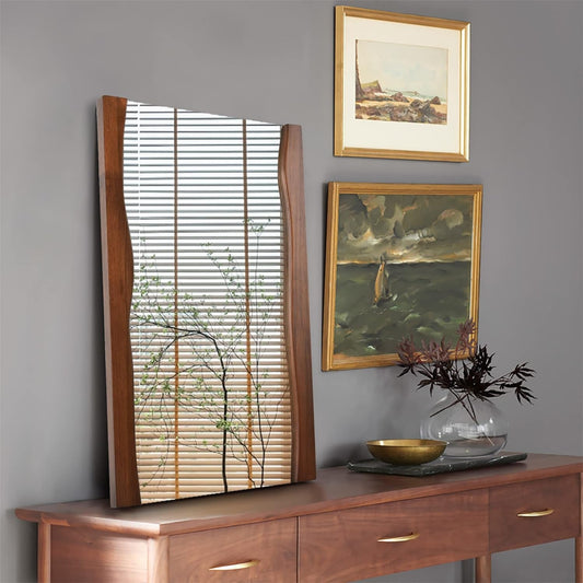 Rustic Brown Wood Bathroom Mirror with Live Edge Frame - Irregular 20