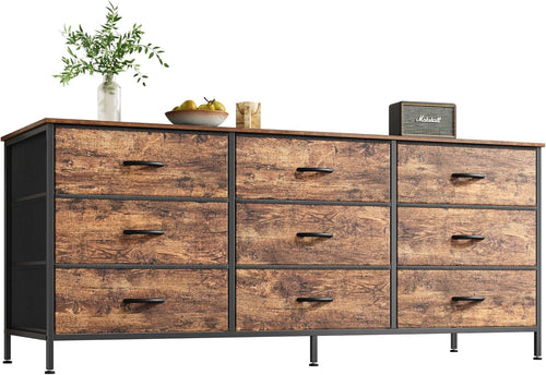 9 Drawer Dresser, 55 Inch Dresser TV Stand for 55, 60 Inch TV,