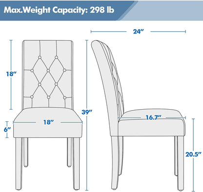 Faux Leather Dining Chairs, Button Tufted Dining Room Chairs with