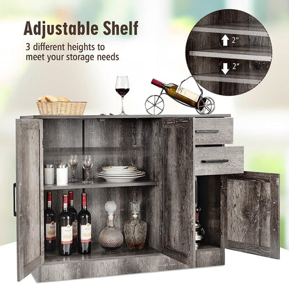 Gray Entryway Cupboard Sideboard Storage Cabinet with Drawers