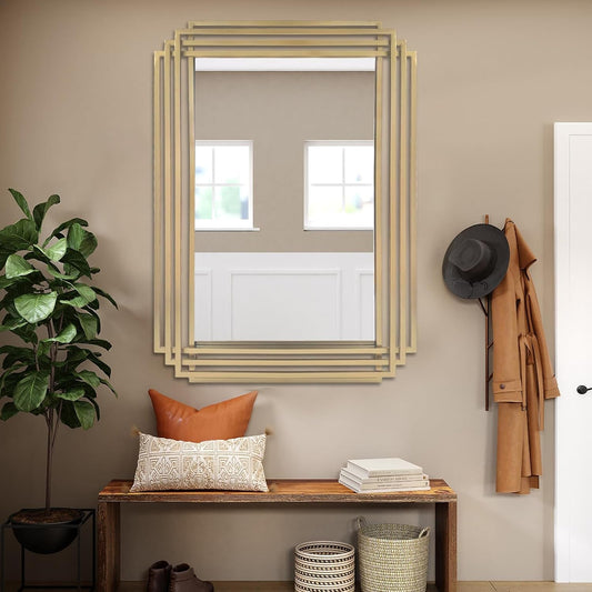 Brushed Gold Wall Mirror 24x36, Modern, Vanity, Bath