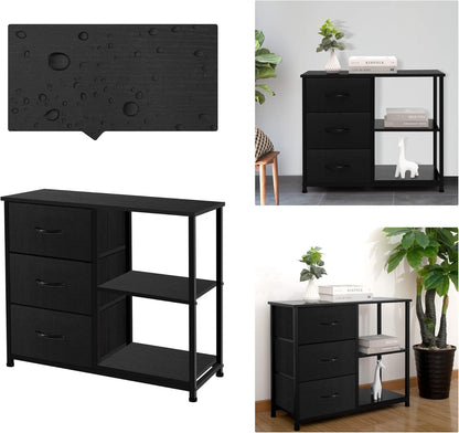 Rustic Brown Fabric Dresser, 4 Drawer Organizer Unit with 2 Shelves,