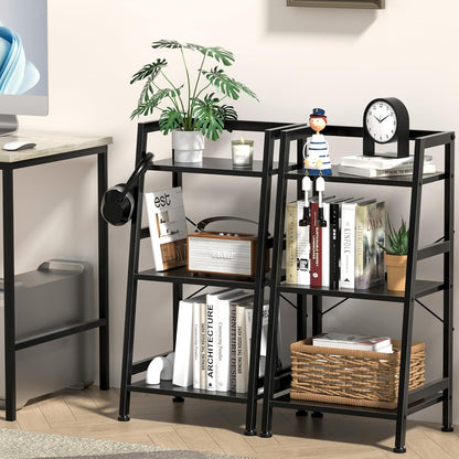 3-Tier Bookshelf, Ladder Shelf, Stand up Shelves, Industrial Bookcase