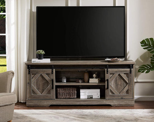 Farmhouse Sliding Barn Door TV Stand for Tvs up to 65 Inch, Modern