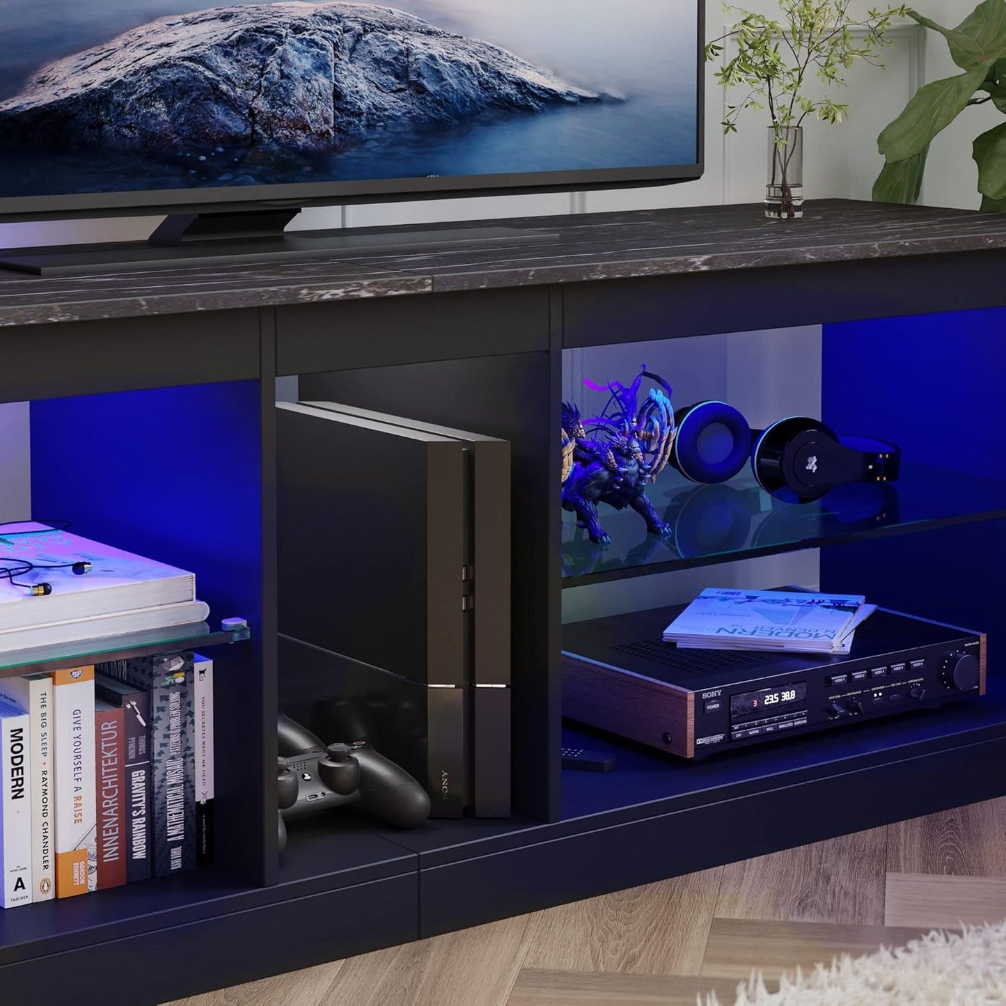 Entertainment Center LED Gaming TV Stand for 55+ Inch TV Adjustable