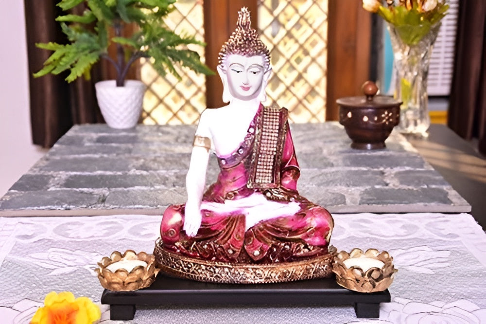 Buddha Statue with Tealight Holders – Decorative Showpiece