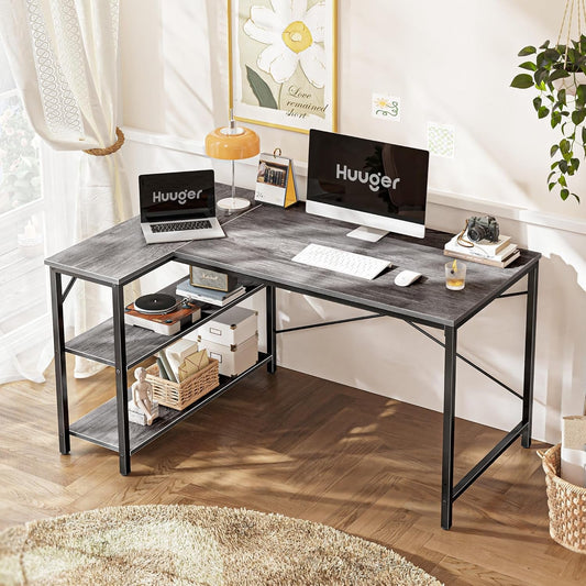 L Shaped Desk, 47 Inches Computer Desk with Reversible Storage