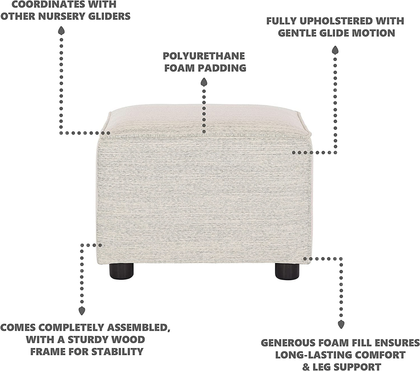 Thunder Upholstered Ottoman for Nursing Moms