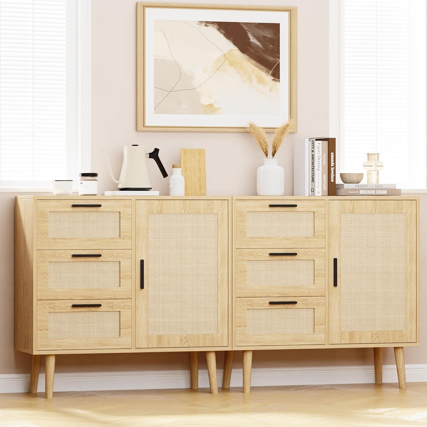 Modern Storage Cabinet, Free Standing Buffet Cabinet, Black Sideboard