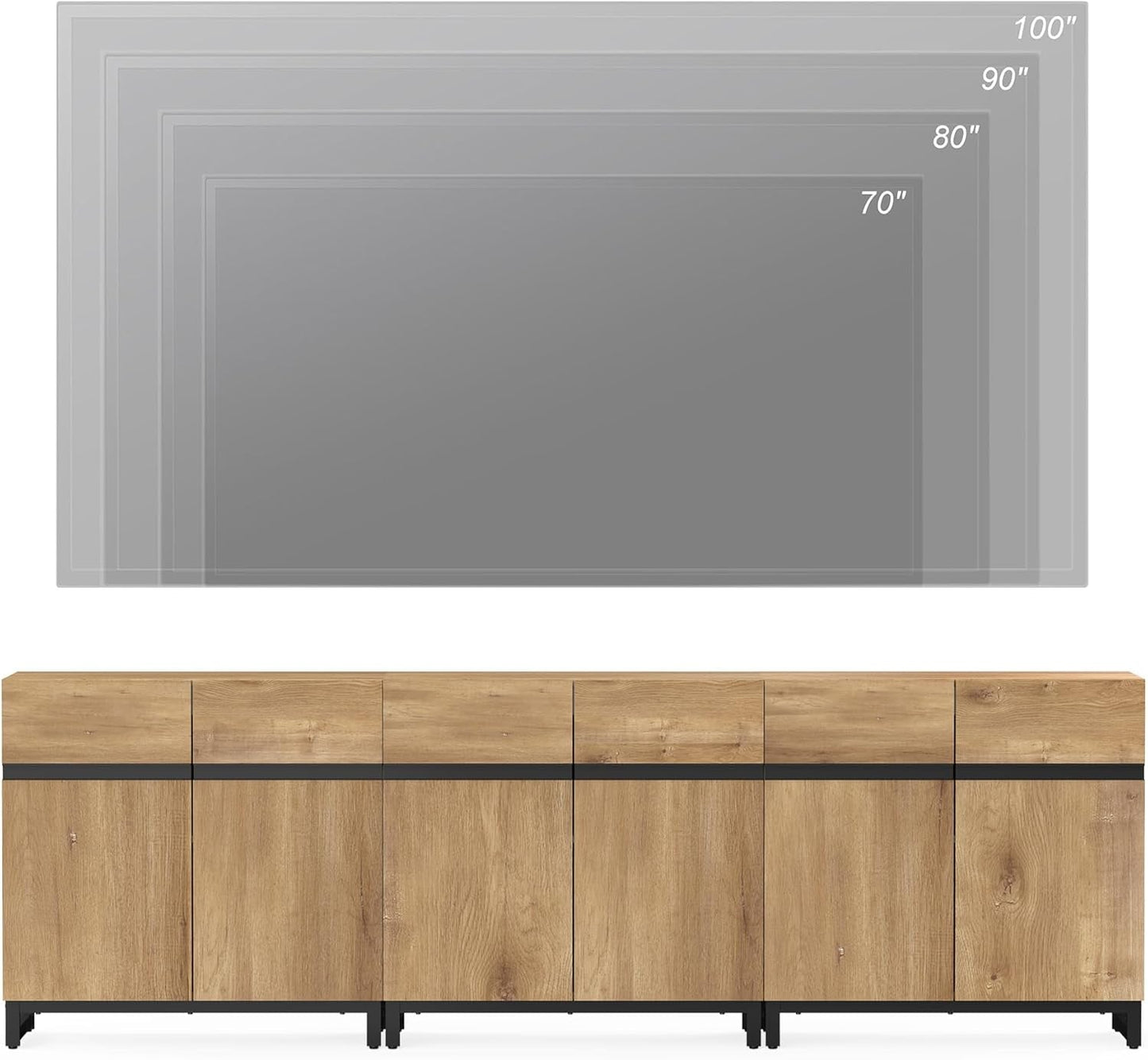 Modern TV Stand for Tvs up to 110 Inch, 3 in 1 Wood Entertainment
