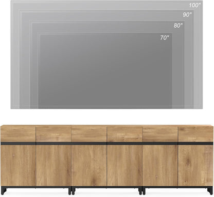 Modern TV Stand for Tvs up to 110 Inch, 3 in 1 Wood Entertainment