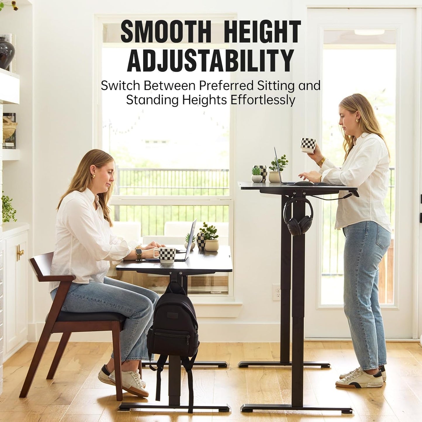47.2 Inch Electric Standing Desk, Height Adjustable Sit Stand Up, Wood