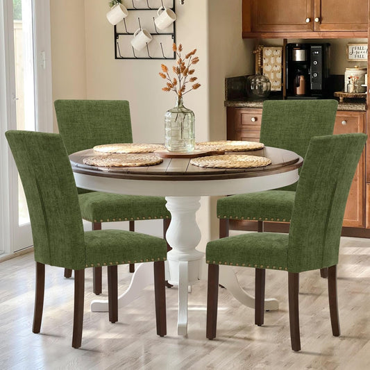 Upholstered Parsons Dining Chairs Set of 4, Fabric Dining Room Kitchen