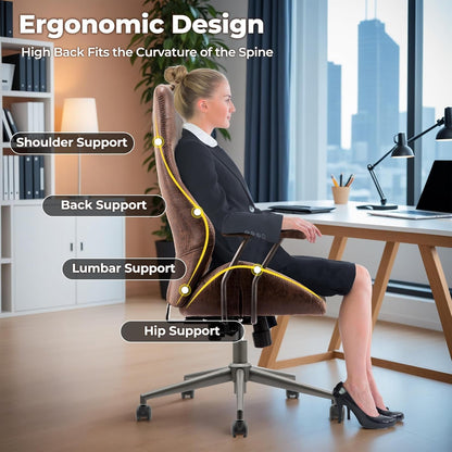 Ergonomic Office Chair,Modern Computer Desk Chair,High Back Suede