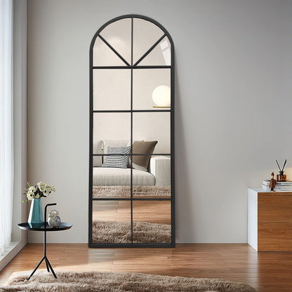 Large Arched Window Pane Mirror Floor, Wall Mount.