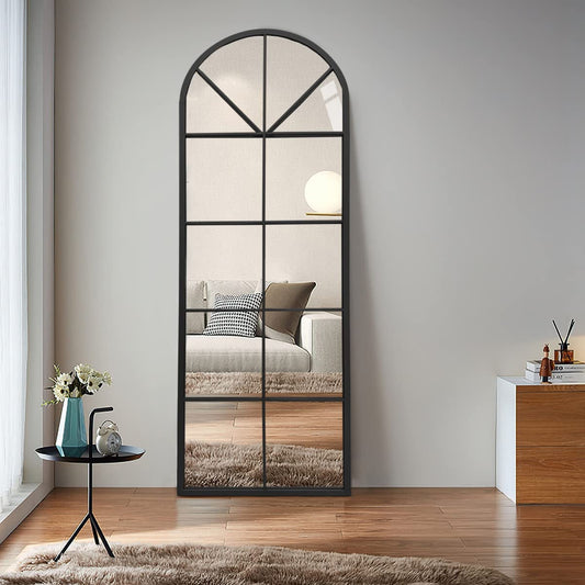 Large Arched Window Pane Mirror Floor, Wall Mount.