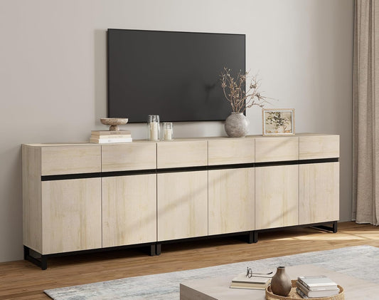 Modern TV Stand for Tvs up to 110 Inch, 3 in 1 Wood Entertainment