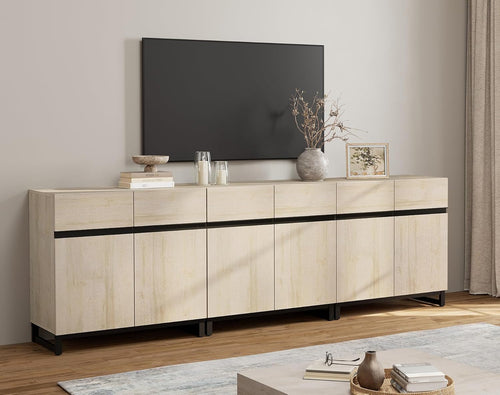 Modern TV Stand for Tvs up to 110 Inch, 3 in 1 Wood Entertainment