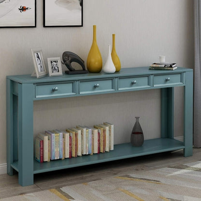 Easy Assembly Blue Console Table with Drawers