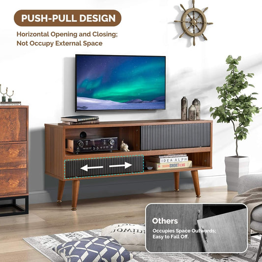 TV Stand for 46 Inch TV Mid Century Entertainment Center with Storage,