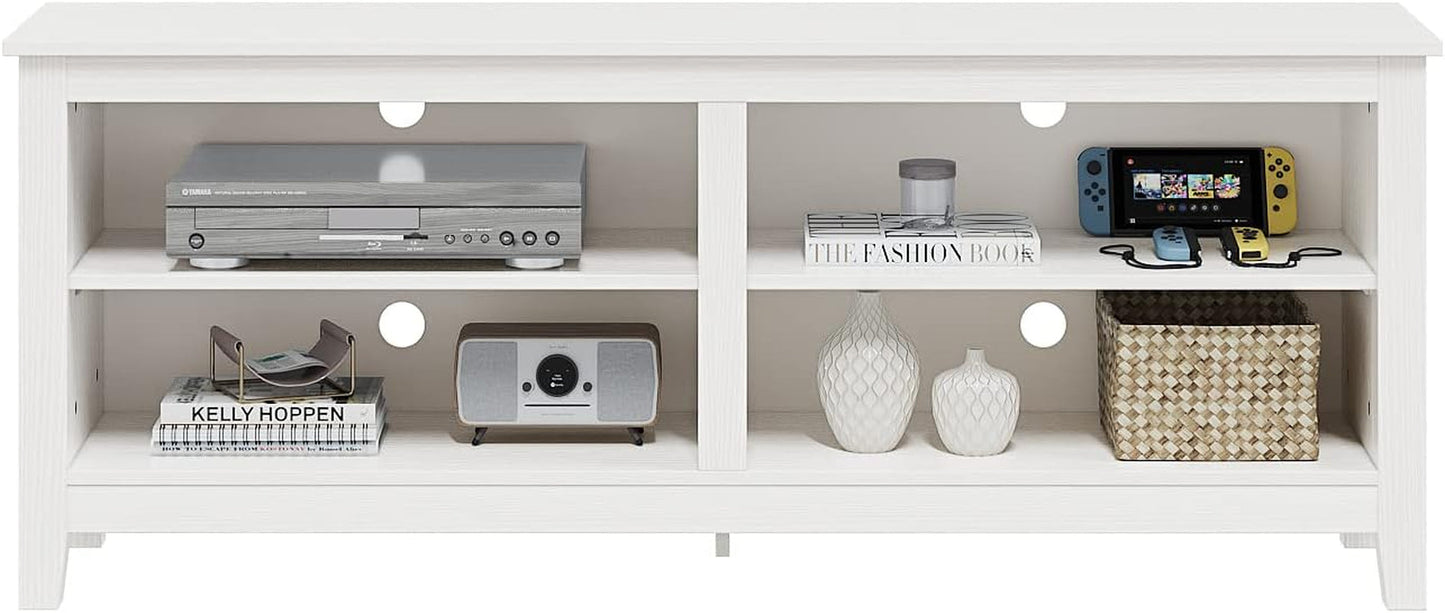 White 4 Cubby TV Stand for 60 Inch TV