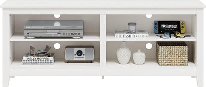 White 4 Cubby TV Stand for 60 Inch TV