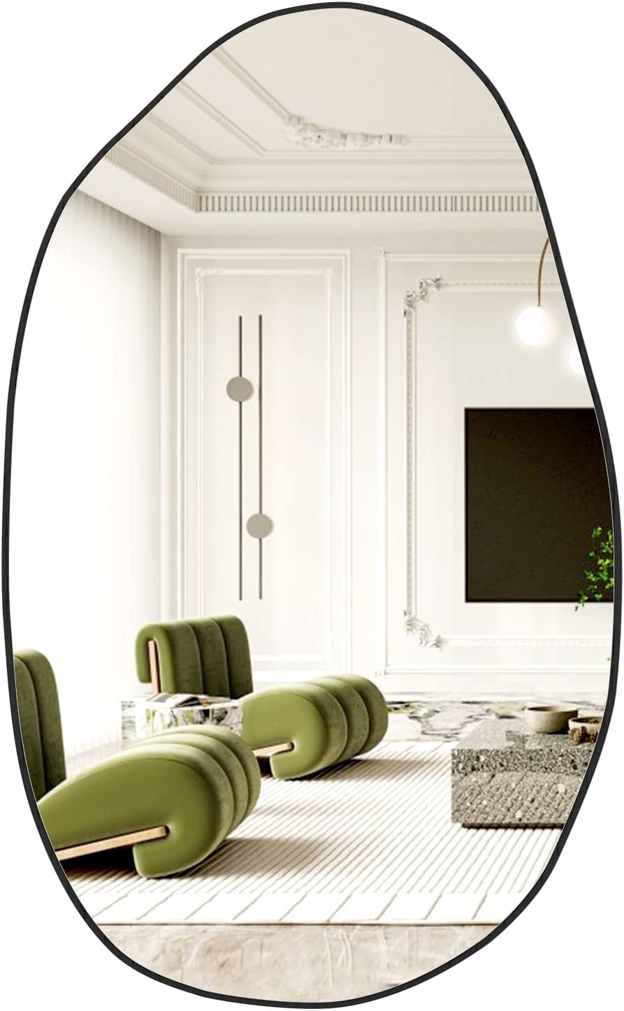 Large Irregular Asymmetrical Wall Mirror Black Bathroom Vanity