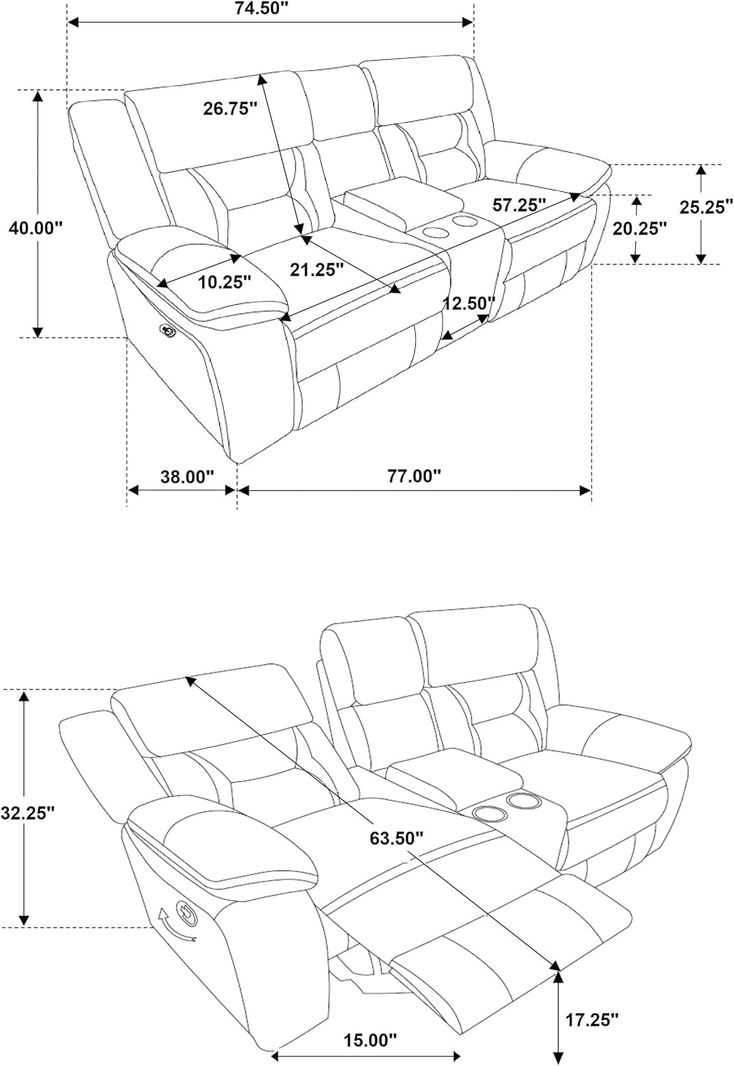 Taupe Recliner Loveseat - Greer rana