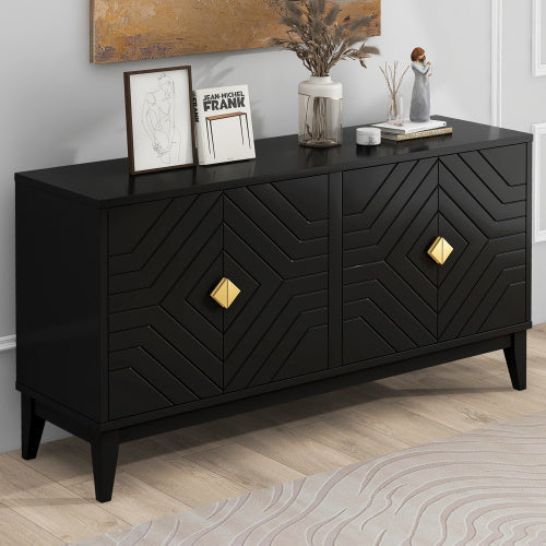 4-door Sideboard Storage Cabinet For Living And Dining Room, Two Large