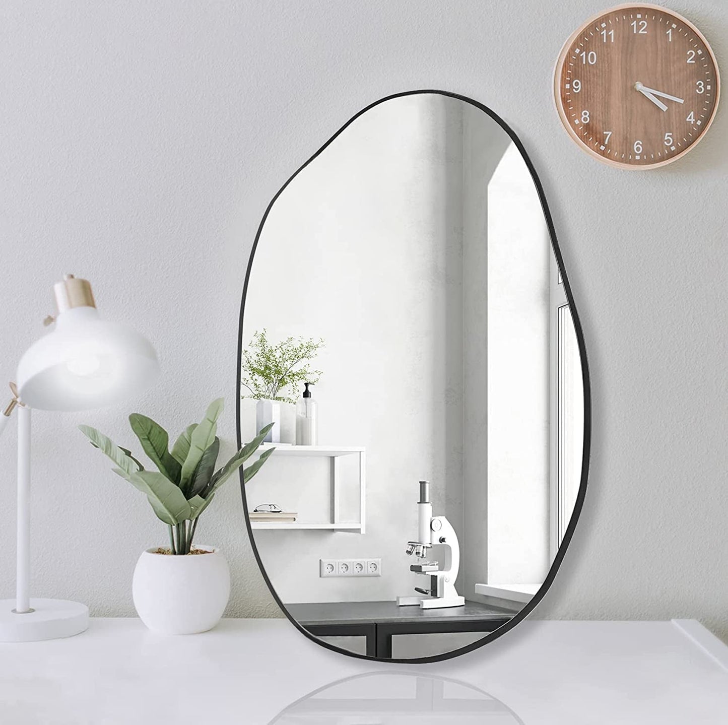 Large Irregular Asymmetrical Wall Mirror Black Bathroom Vanity