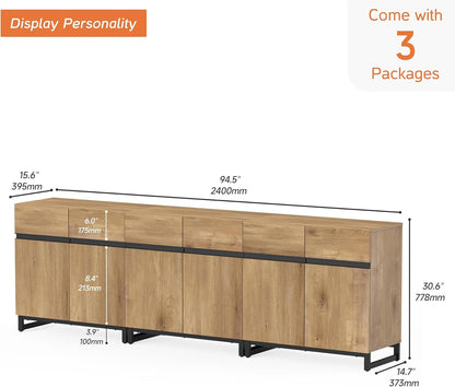 Modern TV Stand for Tvs up to 110 Inch, 3 in 1 Wood Entertainment