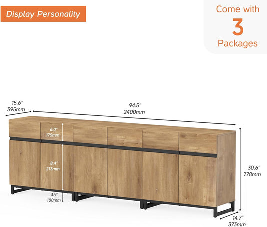 Modern TV Stand for Tvs up to 110 Inch, 3 in 1 Wood Entertainment