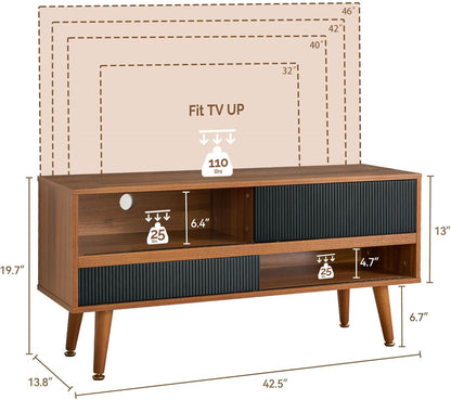 TV Stand for 46 Inch TV Mid Century Entertainment Center with Storage,